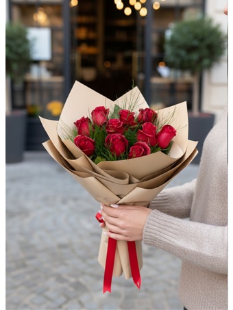10 Kırmızı Gül Buket 