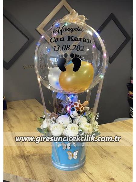 Yapay Çiçekli Balon Kutusu